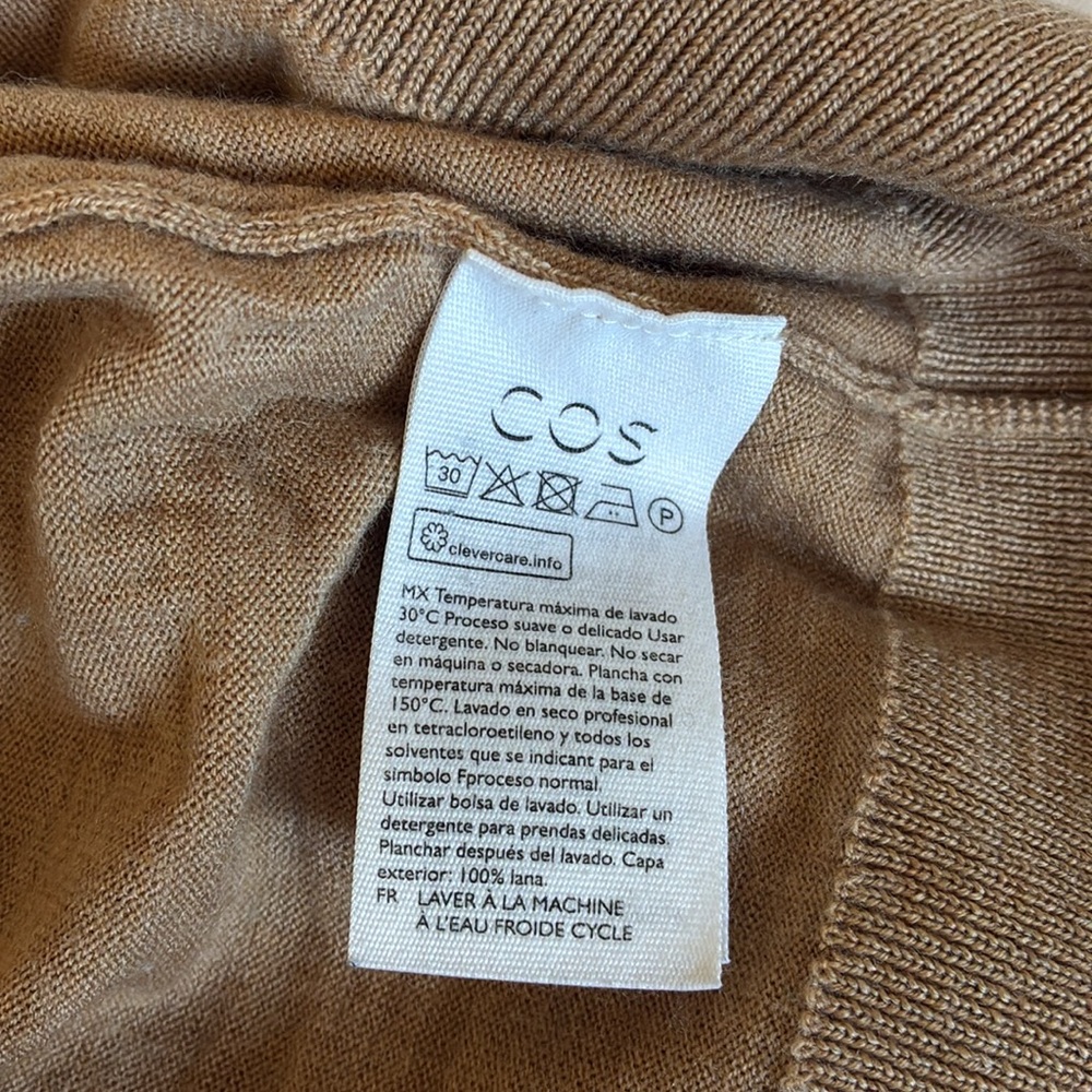 COS Camel Fine Knit Wool Crewneck Sweater, Size Large - Picture 9 of 10